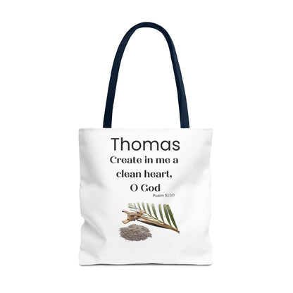 Personalized Faith Tote Bag — "Create in me a clean heart, O God" (Psalm 51:10)
