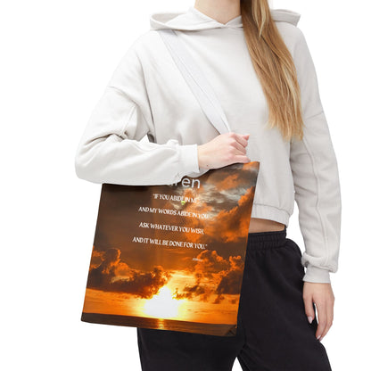 Personalized Sunset Tote Bag — Inspirational Quote All-Over Print