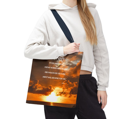 Personalized Sunset Tote Bag — Inspirational Quote All-Over Print