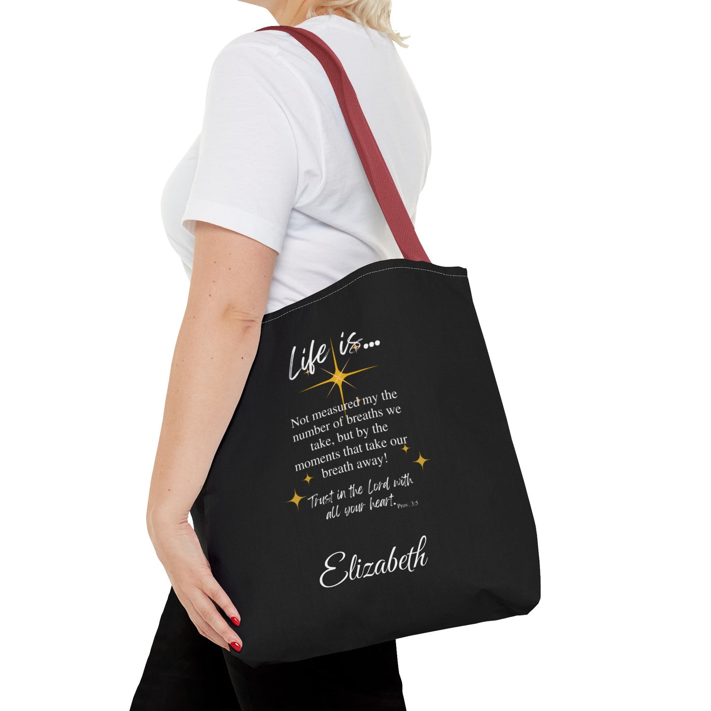 Inspirational 'Life Is...' Quote Tote Bag — Motivational Scripture Design