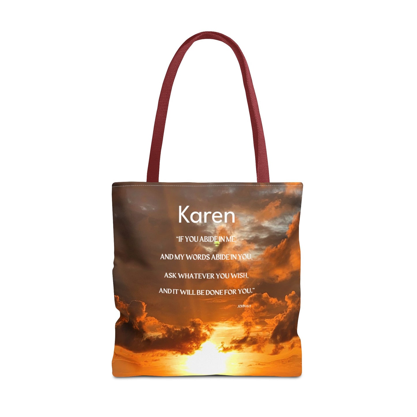 Personalized Sunset Tote Bag — Inspirational Quote All-Over Print