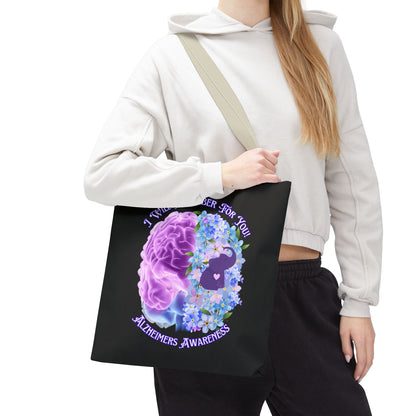 Alzheimer’s Awareness Tote Bag — “I Will Remember For You” Purple Brain Design