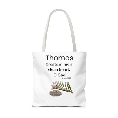 Personalized Faith Tote Bag — "Create in me a clean heart, O God" (Psalm 51:10)