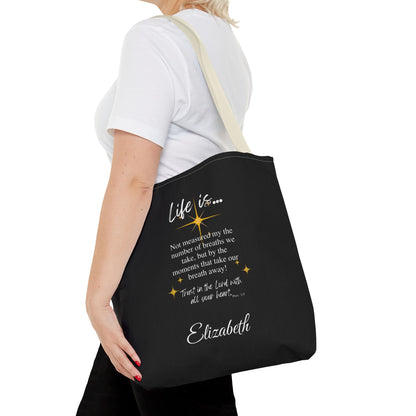 Inspirational 'Life Is...' Quote Tote Bag — Motivational Scripture Design