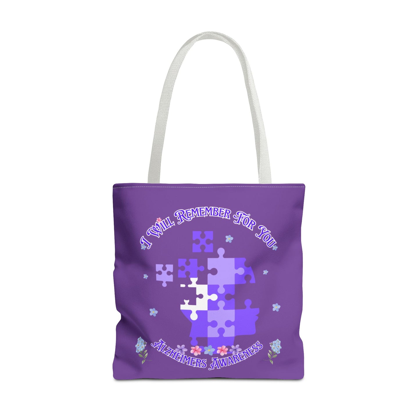 Autism Awareness Purple Puzzle Tote Bag – 'I Walk Because You Ride' Design