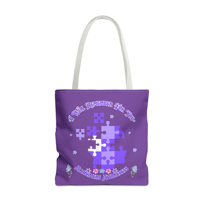 Autism Awareness Purple Puzzle Tote Bag – 'I Walk Because You Ride' Design