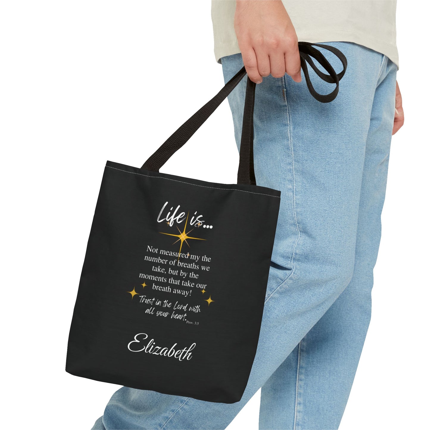 Inspirational 'Life Is...' Quote Tote Bag — Motivational Scripture Design