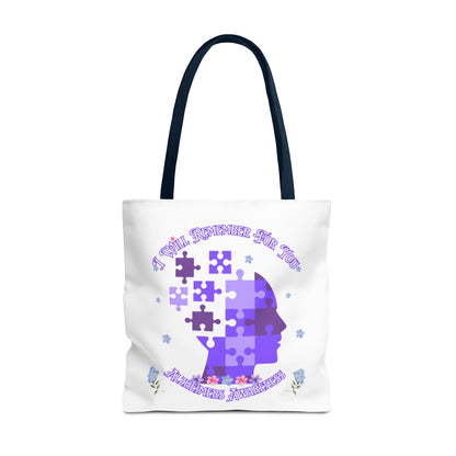 Alzheimers Awareness Puzzle Head Tote Bag — Inspirational Carryall
