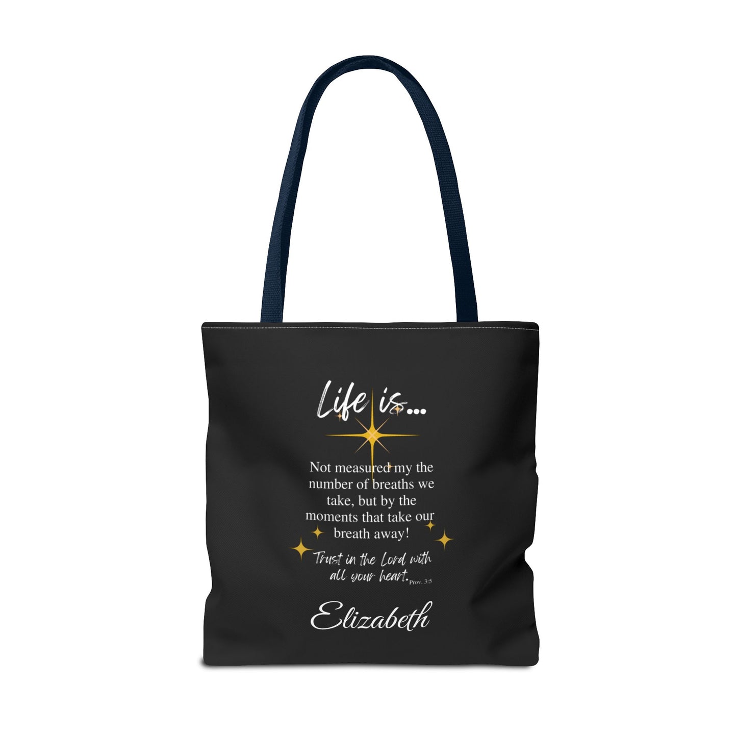 Inspirational 'Life Is...' Quote Tote Bag — Motivational Scripture Design