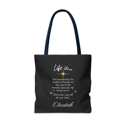 Inspirational 'Life Is...' Quote Tote Bag — Motivational Scripture Design