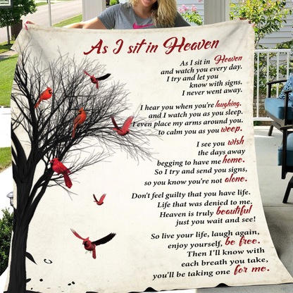 (BEST SELLER 🔥) As I Sit In Heaven Memorial Blanket