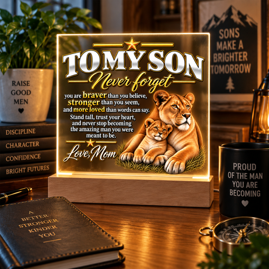 To My Son Acrylic Plaque from Mom – Never Forget Inspirational Gift