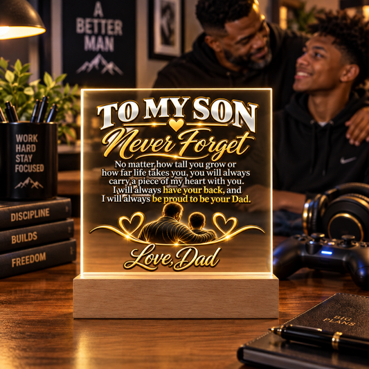 To My Son Never Forget Acrylic Plaque – Meaningful Keepsake From Dad