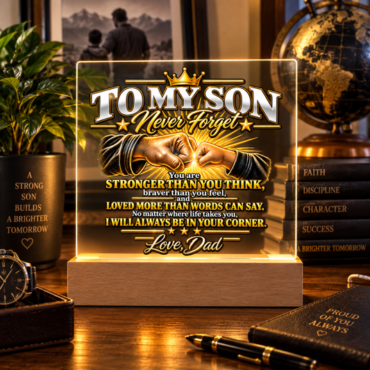 To My Son Never Forget Acrylic Plaque – Fist Bump Gift From Dad