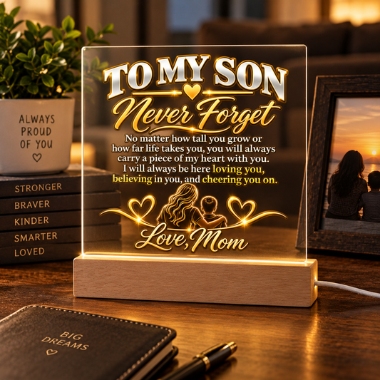 To My Son Never Forget Acrylic Plaque – Meaningful Keepsake From Mom
