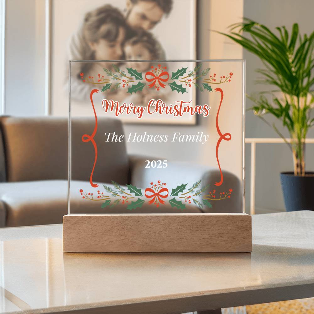 Personalized Merry Christmas Acrylic Square Plaque