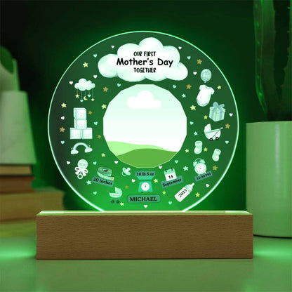 Our First Mother's Day Together Blue Design Acrylic Circle Plaque