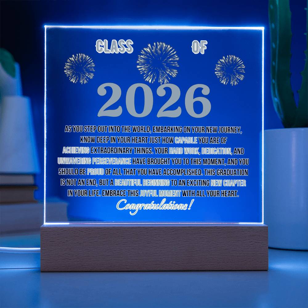Class of 2026 Acrylic Plaque Gift – Inspirational Graduation Keepsake