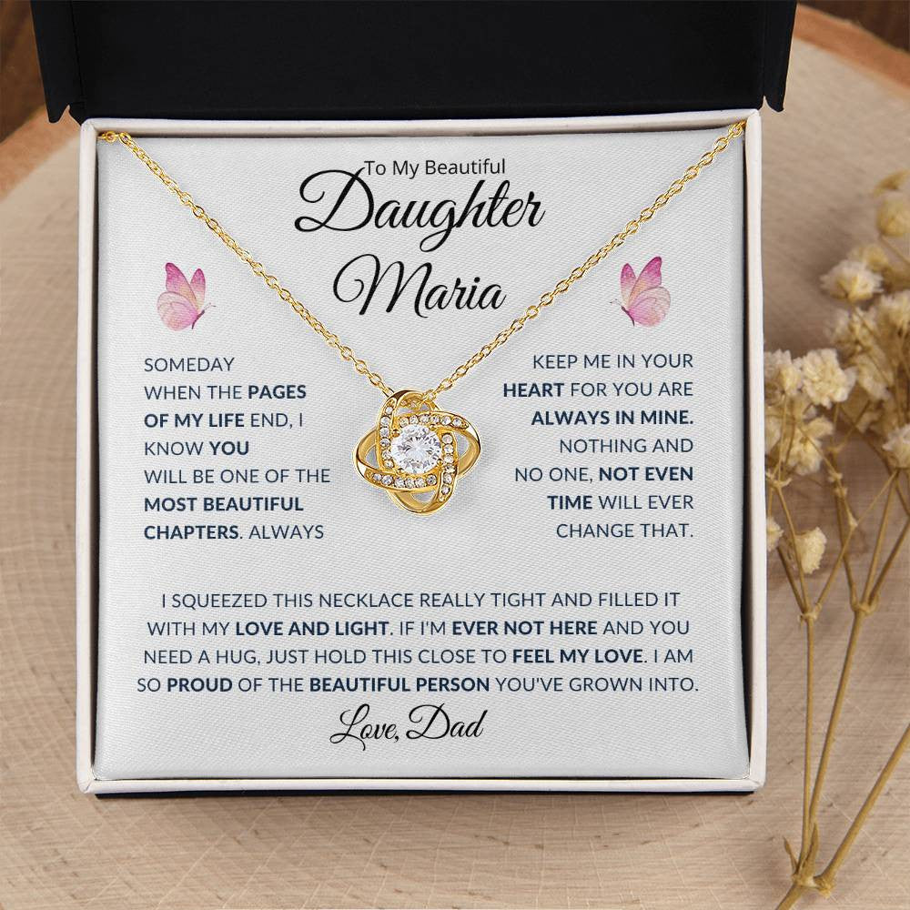 (BEST SELLER 🔥)Personalized To My Beautiful Daughter... | Love Knot Necklace