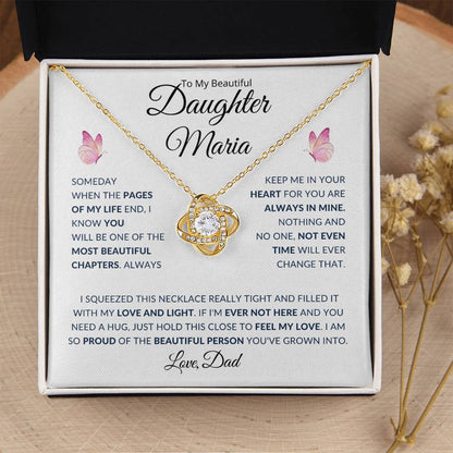 (BEST SELLER 🔥)Personalized To My Beautiful Daughter... | Love Knot Necklace