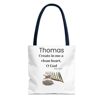 Personalized Faith Tote Bag — "Create in me a clean heart, O God" (Psalm 51:10)