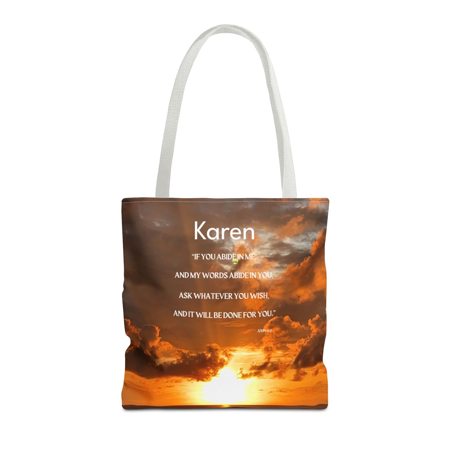 Personalized Sunset Tote Bag — Inspirational Quote All-Over Print