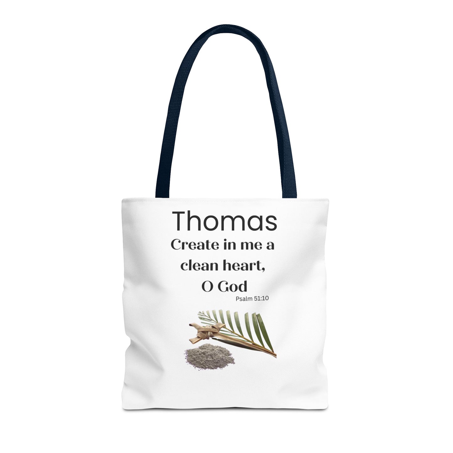 Personalized Faith Tote Bag — "Create in me a clean heart, O God" (Psalm 51:10)