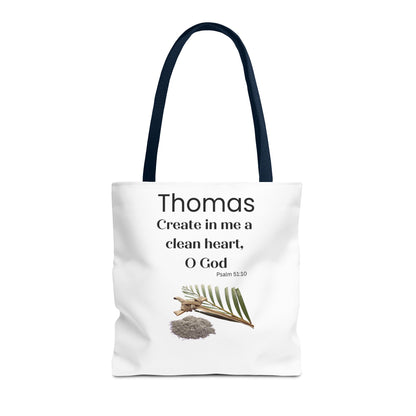 Personalized Faith Tote Bag — "Create in me a clean heart, O God" (Psalm 51:10)