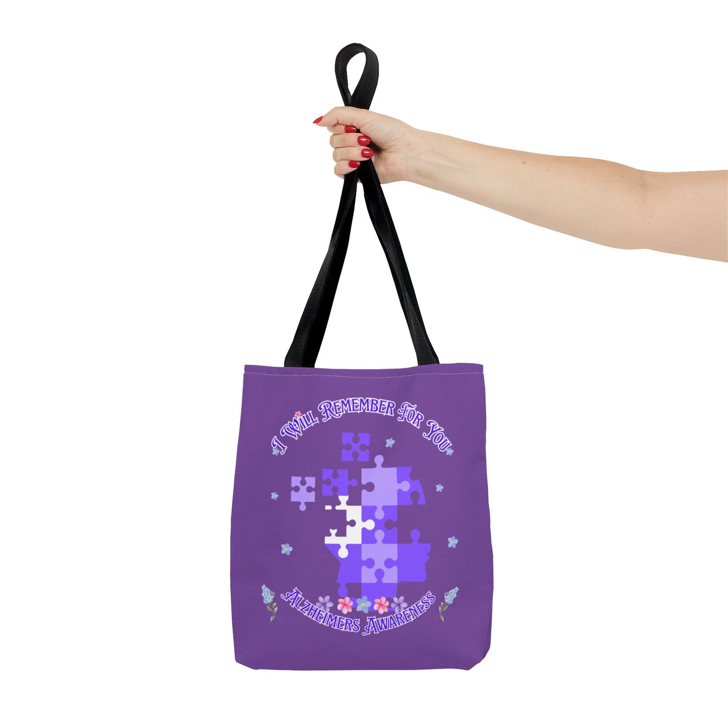 Autism Awareness Purple Puzzle Tote Bag – 'I Walk Because You Ride' Design