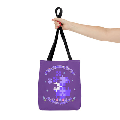 Autism Awareness Purple Puzzle Tote Bag – 'I Walk Because You Ride' Design