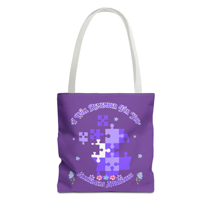 Autism Awareness Purple Puzzle Tote Bag – 'I Walk Because You Ride' Design