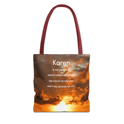 Personalized Sunset Tote Bag — Inspirational Quote All-Over Print
