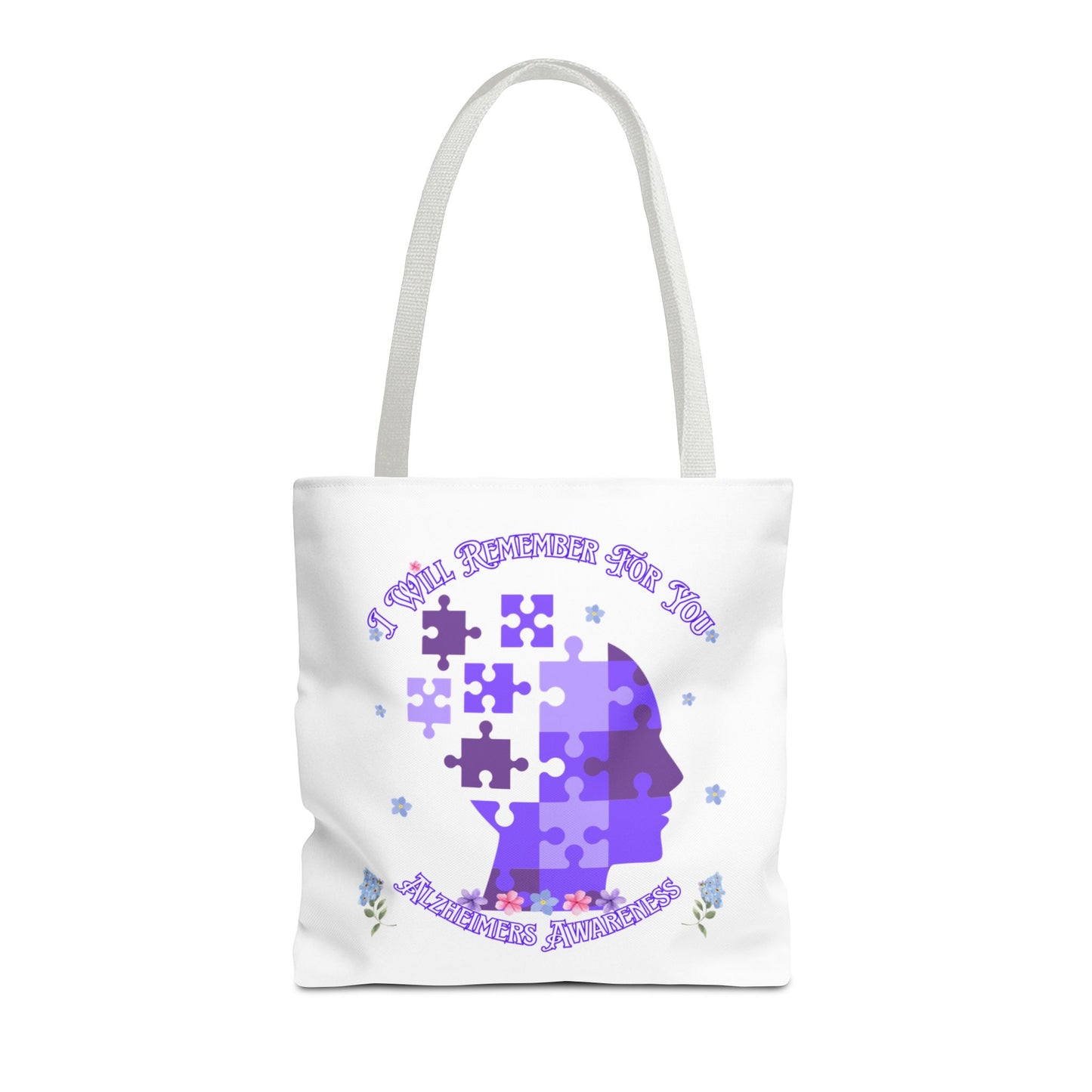 Alzheimers Awareness Puzzle Head Tote Bag — Inspirational Carryall