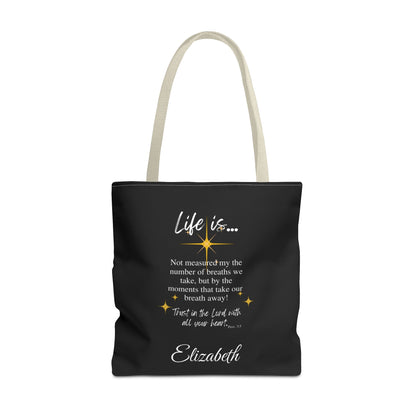 Inspirational 'Life Is...' Quote Tote Bag — Motivational Scripture Design