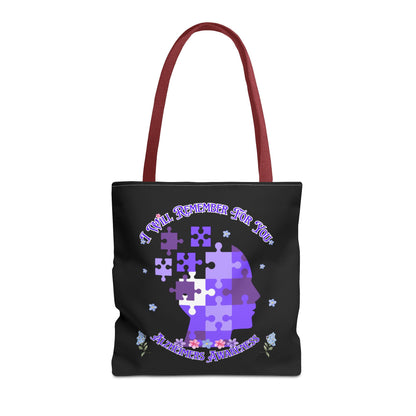 Alzheimers Awareness Puzzle Head Tote Bag