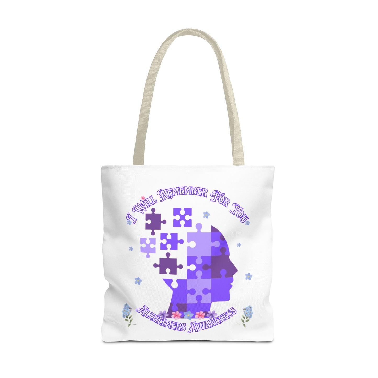 Alzheimers Awareness Puzzle Head Tote Bag — Inspirational Carryall