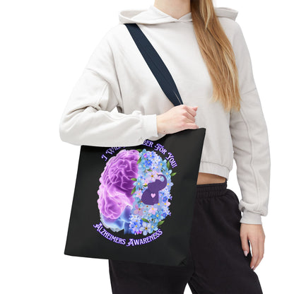 Alzheimer’s Awareness Tote Bag — “I Will Remember For You” Purple Brain Design