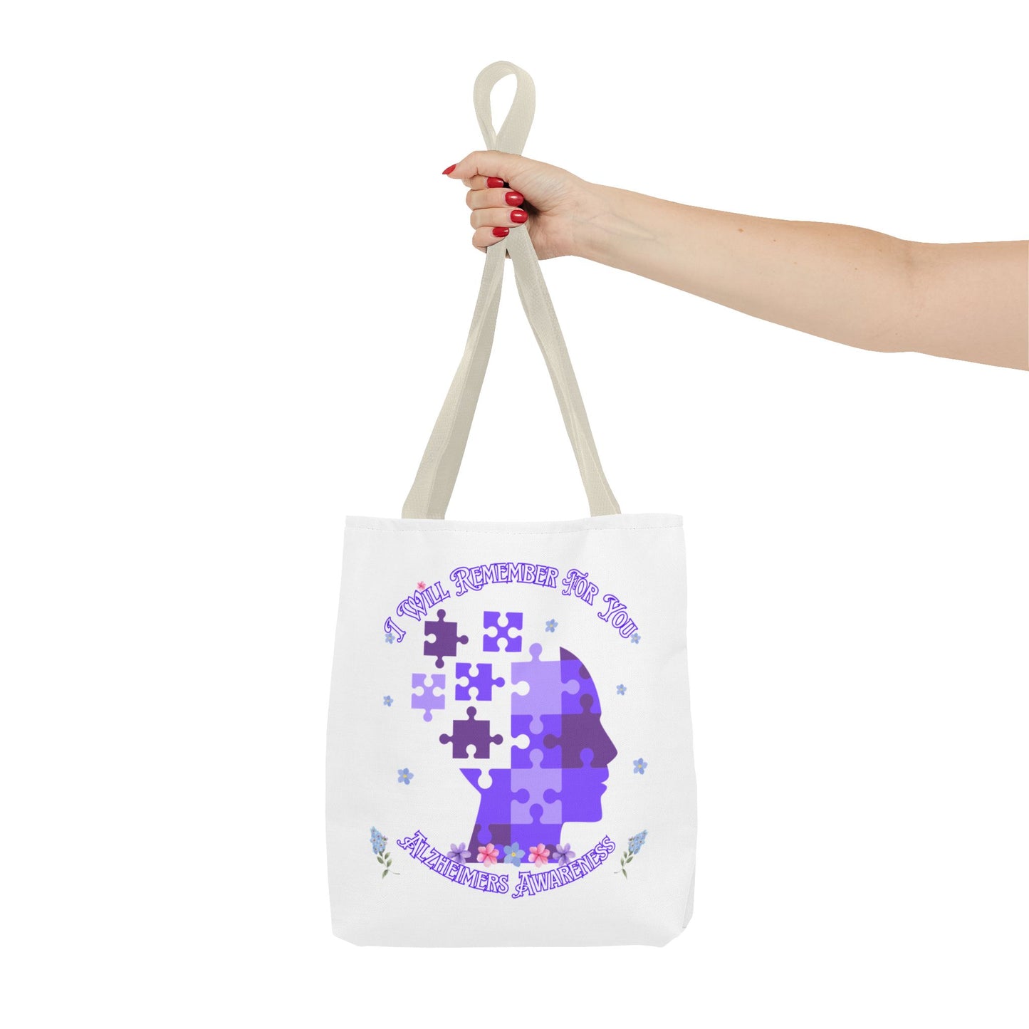 Alzheimers Awareness Puzzle Head Tote Bag — Inspirational Carryall