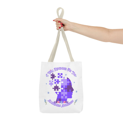Alzheimers Awareness Puzzle Head Tote Bag — Inspirational Carryall