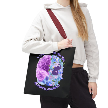 Alzheimer’s Awareness Tote Bag — “I Will Remember For You” Purple Brain Design