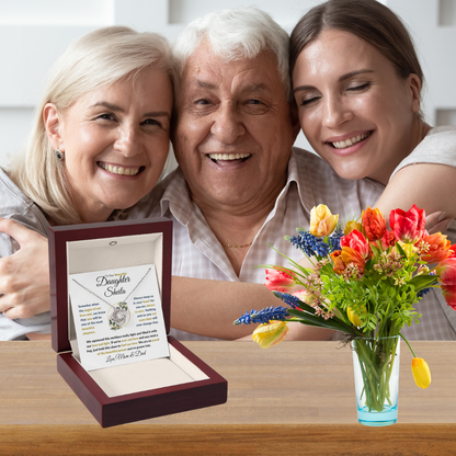 (BEST SELLER 🔥)Personalized To Our Beautiful Daughter (Black & Gold Print).....Love Knot Necklace