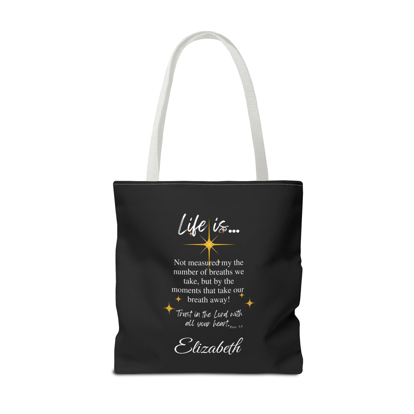 Inspirational 'Life Is...' Quote Tote Bag — Motivational Scripture Design