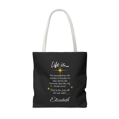 Inspirational 'Life Is...' Quote Tote Bag — Motivational Scripture Design
