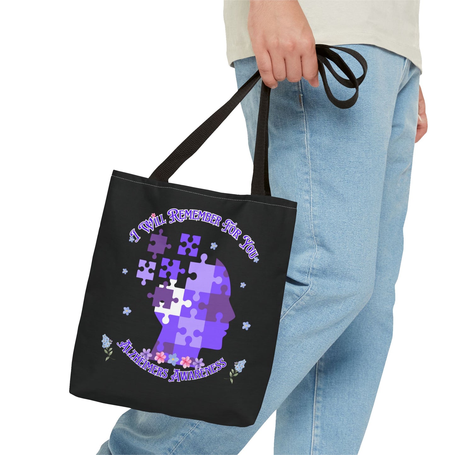 Alzheimers Awareness Puzzle Head Tote Bag