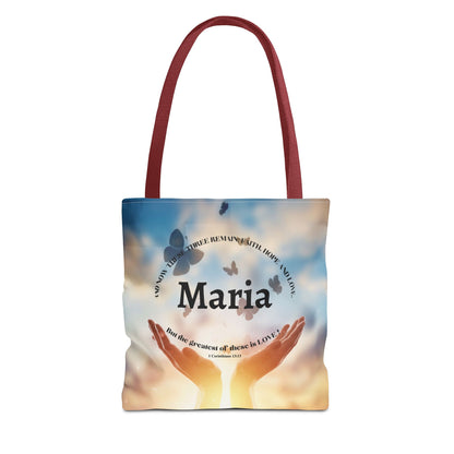 Inspirational Butterfly Tote Bag — Uplifting Hands & Quote All-Over Print