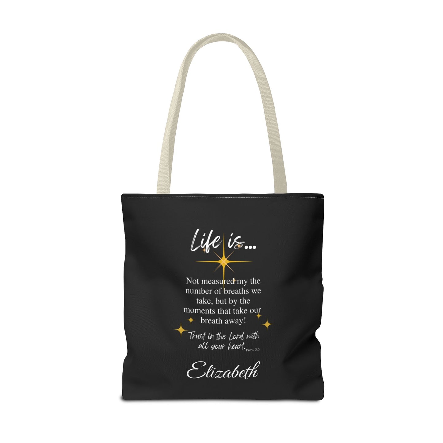 Inspirational 'Life Is...' Quote Tote Bag — Motivational Scripture Design