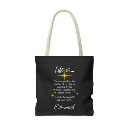 Inspirational 'Life Is...' Quote Tote Bag — Motivational Scripture Design