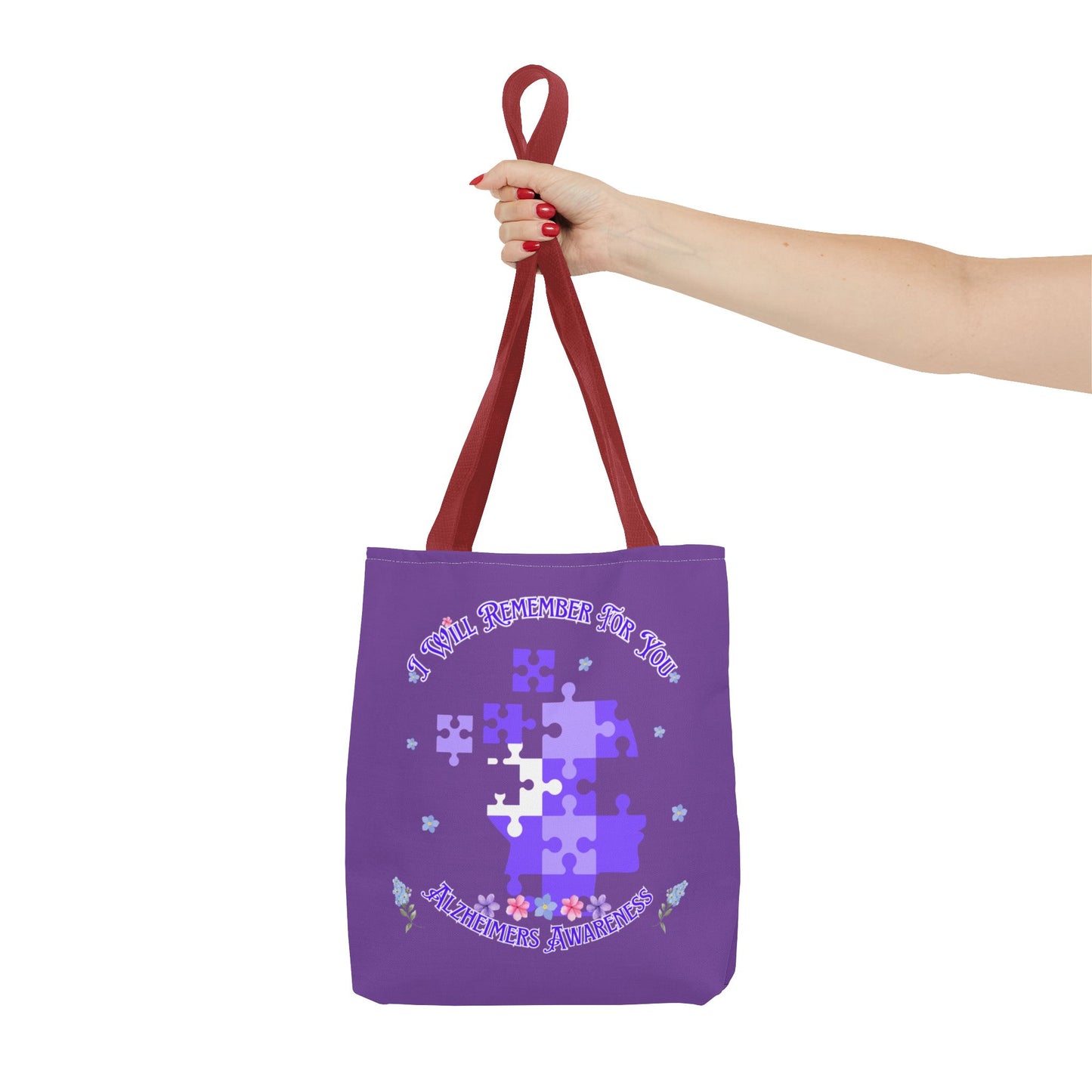 Autism Awareness Purple Puzzle Tote Bag – 'I Walk Because You Ride' Design