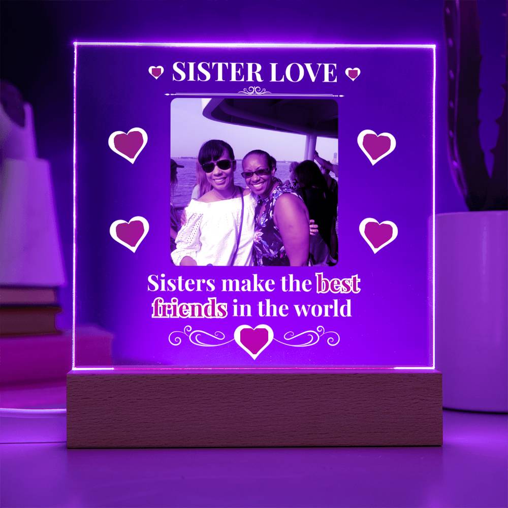 Sister Love Personalized Photo Acrylic Square Plaque