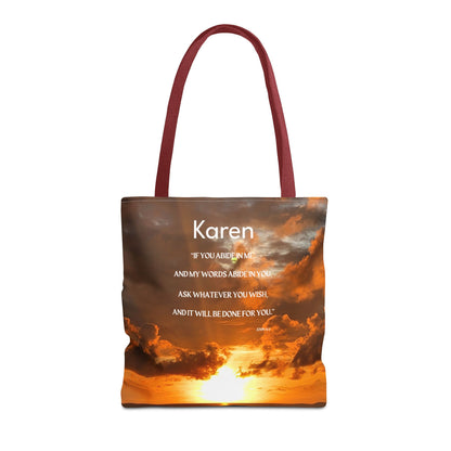 Personalized Sunset Tote Bag — Inspirational Quote All-Over Print